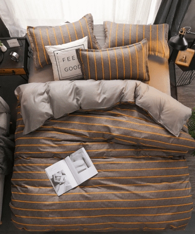 200TC Brown Stripe Bedding 4pcs Sheet Set,