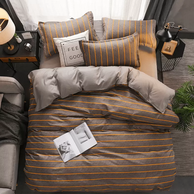 200TC Brown Stripe Bedding 4pcs Sheet Set,