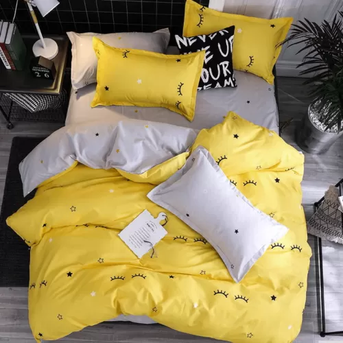 200TC Eyelash Golden Bedding 4pcs Sheet Set,