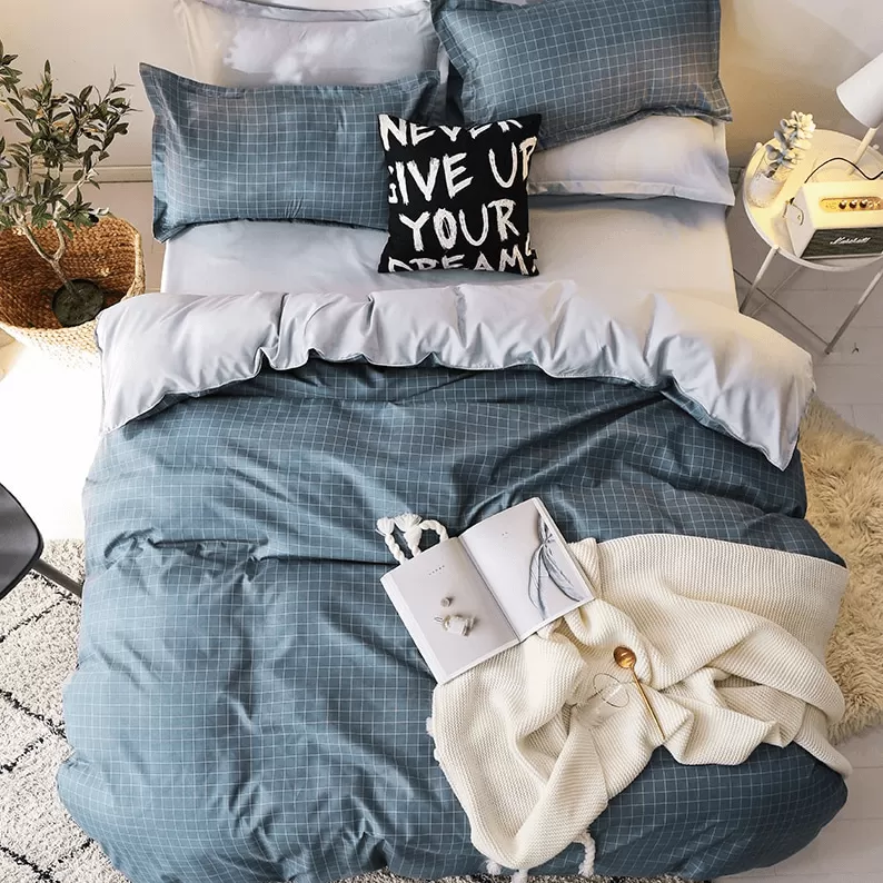 200TC Green Check Bedding 4pcs Sheet Set,