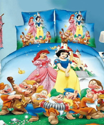 400TC Snow And Seven Dwarfs Pink Bedding Set