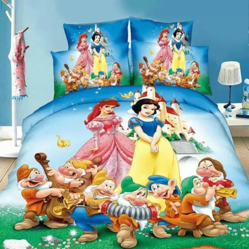 400TC Snow And Seven Dwarfs Pink Bedding Set