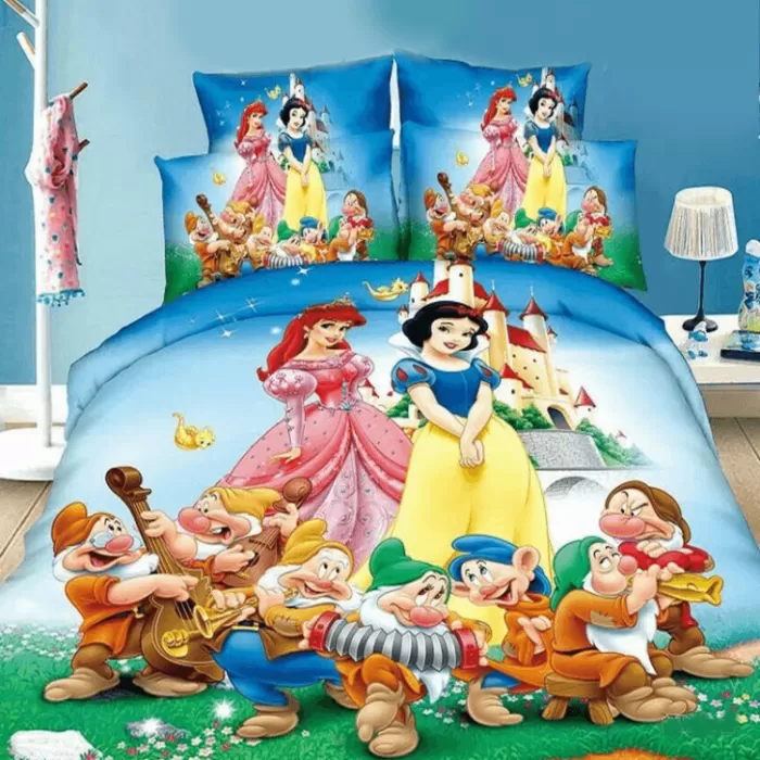 400TC Snow And Seven Dwarfs Pink Bedding Set