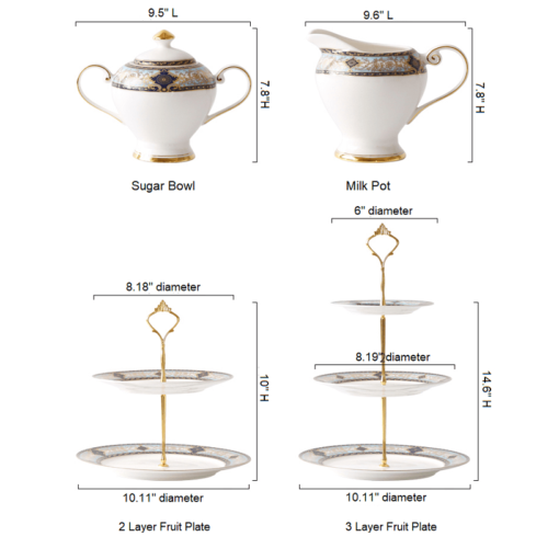 Bone China Cake Rack Double Layer Three-Layer Pottery Fruit Plate, teapot pot set