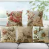 Multicolor Floral Cotton Linen Accent Pillow, 18" x 18"