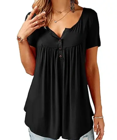Women's V Neck Short Sleeve Top, Plus Size