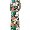 Women's V-Neck Tropical Floral Print Long Boho Beach Dress