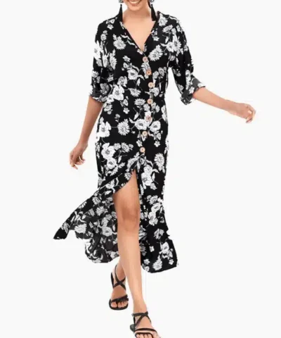 Women's V-Neck Floral Print High/Low Dress