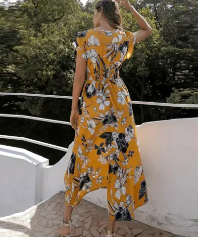 Women's Botanical Tucked-Front Dress