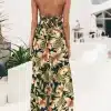 Women's Tropical Floral Print Backless Wrap Dress