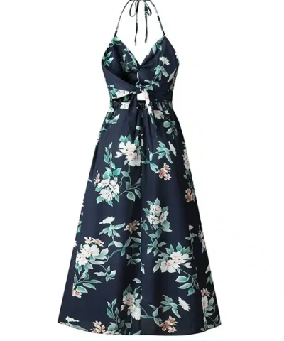 Women's High Waist Split Ruffle-Hem Wrap Dress