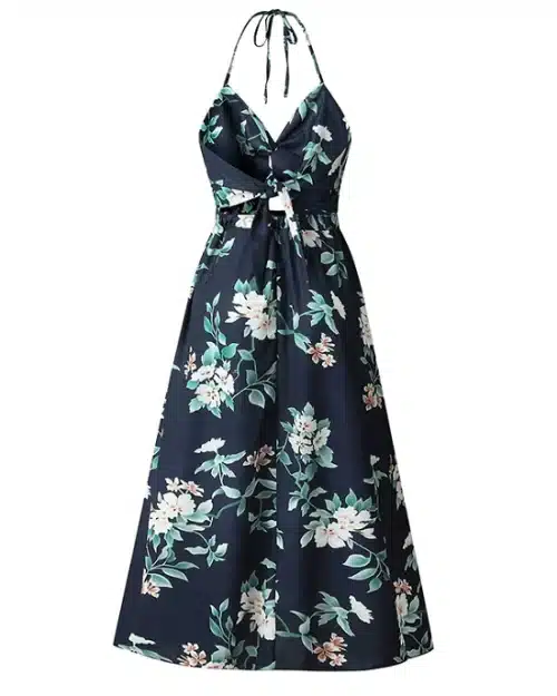 Women's High Waist Split Ruffle-Hem Wrap Dress