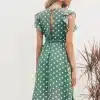 Women's V-Neck Casual Ruffle Midi Polka Dot Green Summer Dress