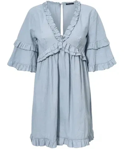 Women's Elegant Solid Ruffles Short Sleeve Dress
