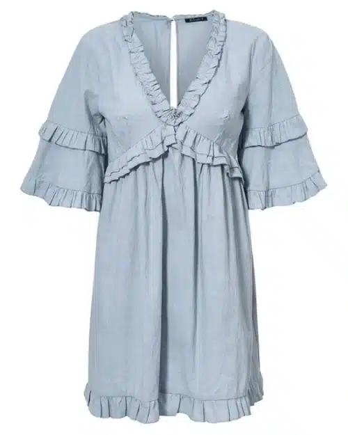 Women's Elegant Solid Ruffles Short Sleeve Dress