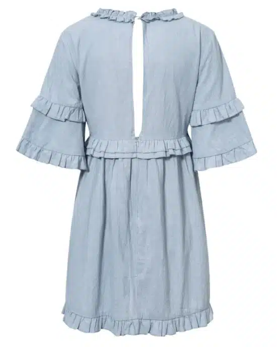 Women's Elegant Solid Ruffles Short Sleeve Dress