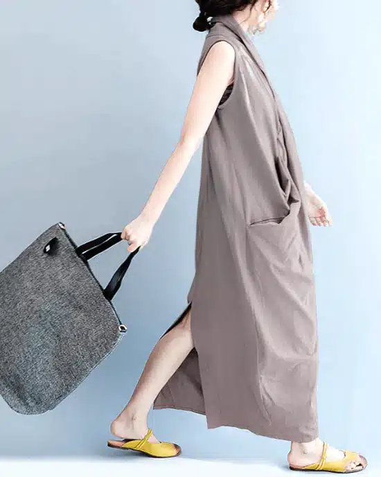 Women's V Neck Maxi Vestido Loose Irregular Beach Oversize Dresses