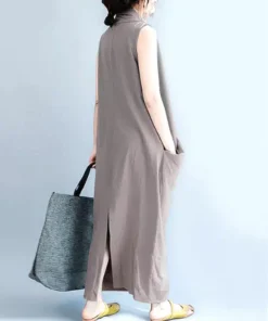 Women's V Neck Maxi Vestido Loose Irregular Beach Oversize Dresses