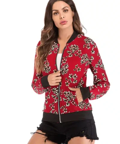 Women's Floral Print Long Sleeve Jacket