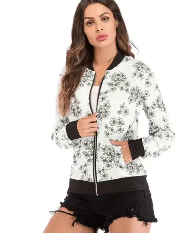 Women's Floral Print Long Sleeve Jacket