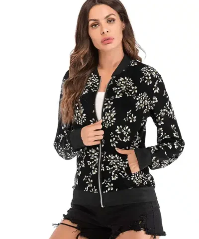 Women's Floral Print Long Sleeve Jacket