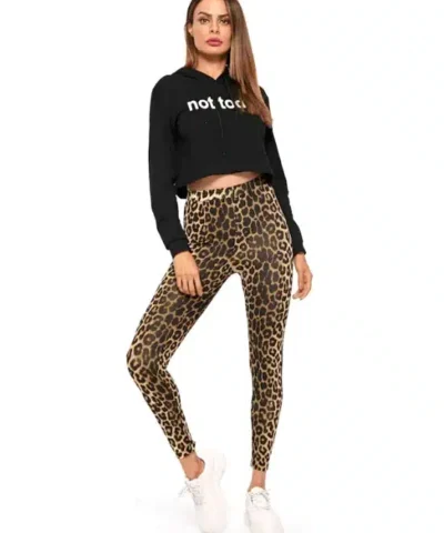 Track Stripe Leopard Print Leggings