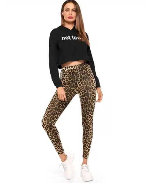Track Stripe Leopard Print Leggings