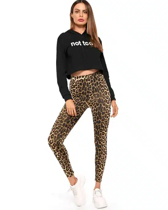Track Stripe Leopard Print Leggings