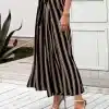 Women's Summer Beach High Waist Split Striped Pant