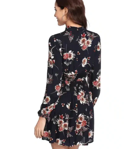 Women's Multicolor Floral High Waist A Line Dress