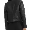 Basara Real Sheep Shearling-Collar Leather Moto Jacket