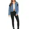 Women's Lace Up Ripped Single Breasted Denim Jacket