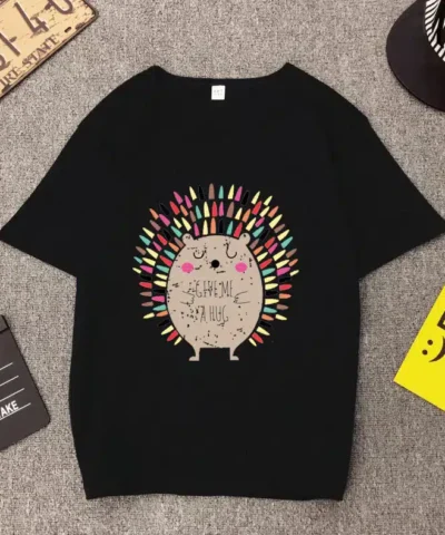 Women's Hedgehog Print Short Sleeve T-Shirt