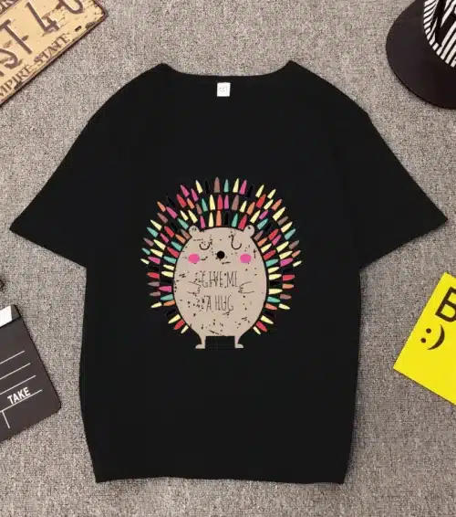Women's Hedgehog Print Short Sleeve T-Shirt