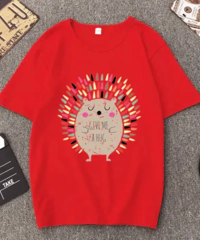 Women's Hedgehog Print Short Sleeve T-Shirt