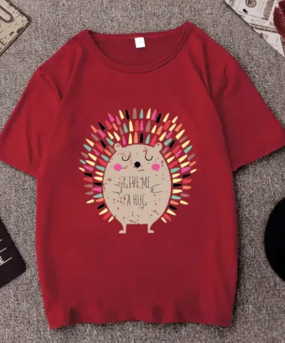 Women's Hedgehog Print Short Sleeve T-Shirt