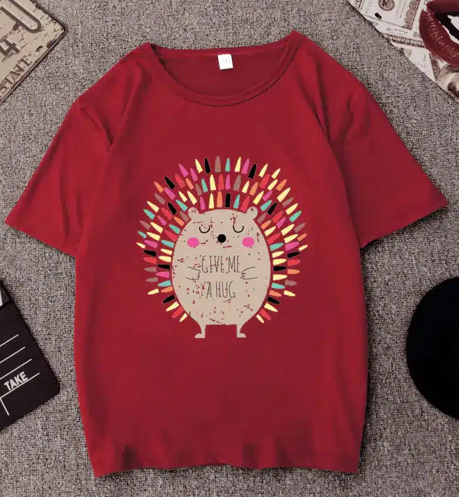 Women's Hedgehog Print Short Sleeve T-Shirt