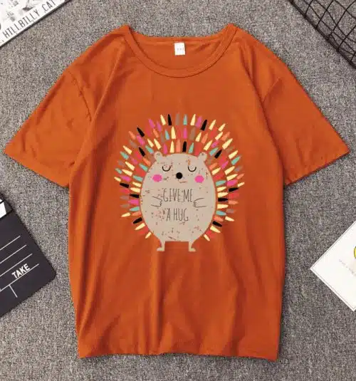 Women's Hedgehog Print Short Sleeve T-Shirt