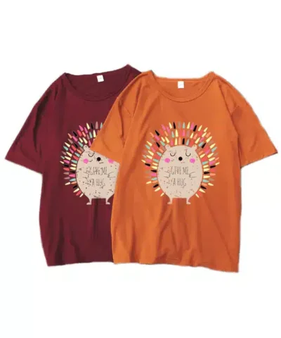 Women's Hedgehog Print Short Sleeve T-Shirt