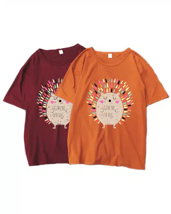 Women's Hedgehog Print Short Sleeve T-Shirt