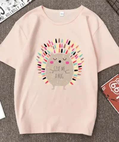 Women's Hedgehog Print Short Sleeve T-Shirt