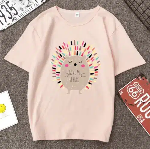 Women's Hedgehog Print Short Sleeve T-Shirt