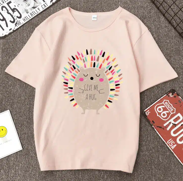 Women's Hedgehog Print Short Sleeve T-Shirt