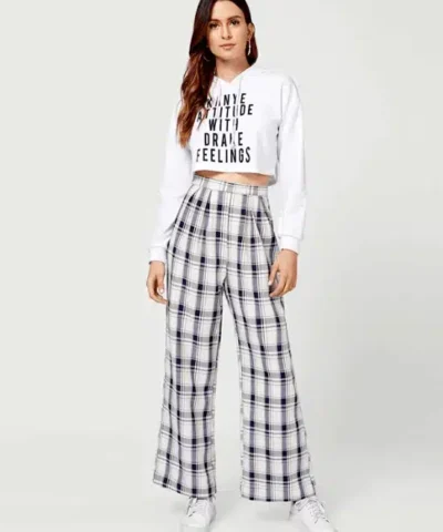 Women's Harmonious Columbus Blue Tartan Plaid Wide-Leg Pants