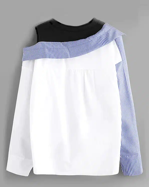 Women's Contrast Patchwork Blouse