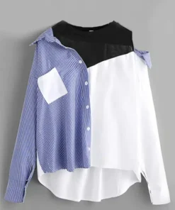 Women's Contrast Patchwork Blouse