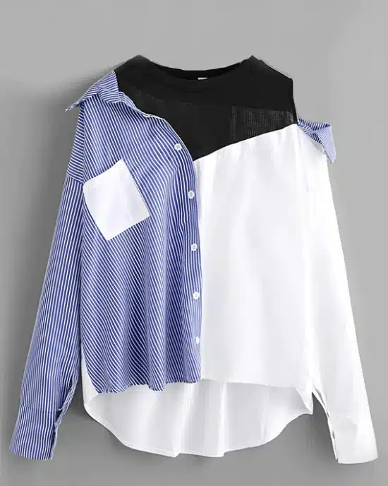 Women's Contrast Patchwork Blouse