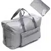 Lighten Up Foldable Weekender Travel Bag In Black and Gray