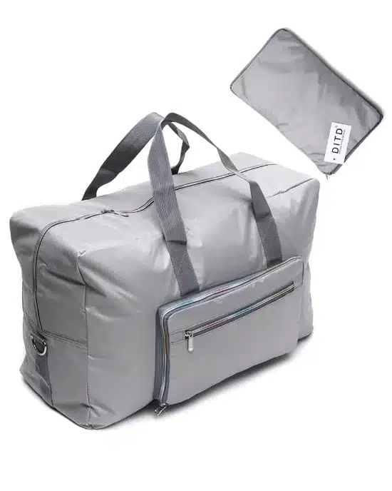 Lighten Up Foldable Weekender Travel Bag In Black and Gray