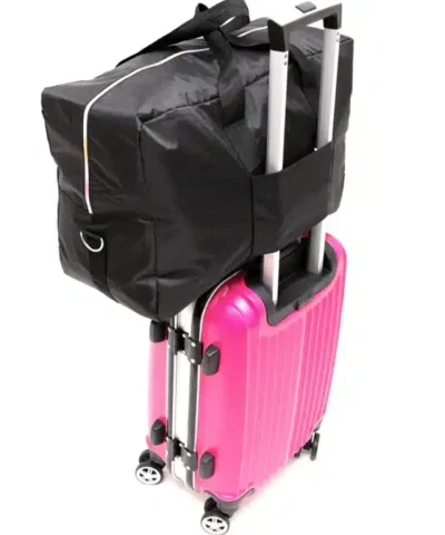 Lighten Up Foldable Weekender Travel Bag In Black and Gray